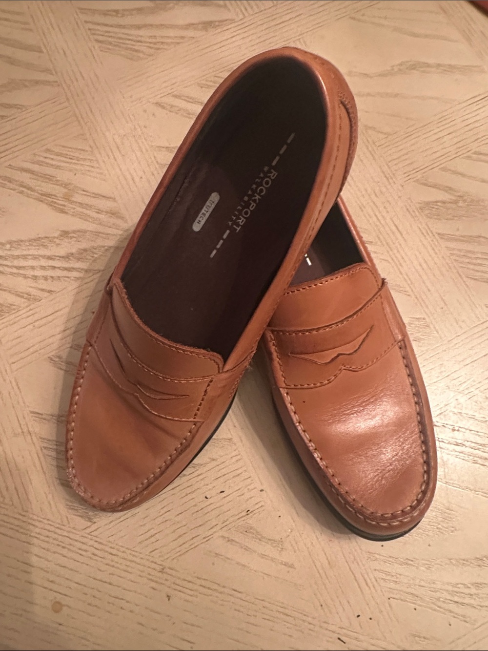 Rockport Brown Leather Penny Loafers - Slip-On Dress Casual - Picture 2 of 6